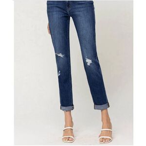 Flying Monkey High Rise Distressed Straight Jeans sz 29 NWOT